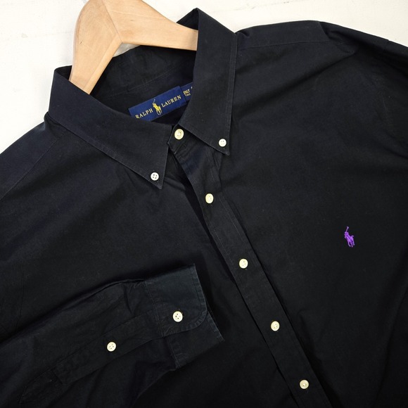 Polo Ralph Lauren Classic Fit Button Up Shirt Black 2XLT Tall Solid - Picture 1 of 7